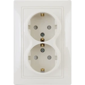 TDM ELECTRIC: Двойная встраиваемая розетка с заземлением в бежевом цвете 85591117