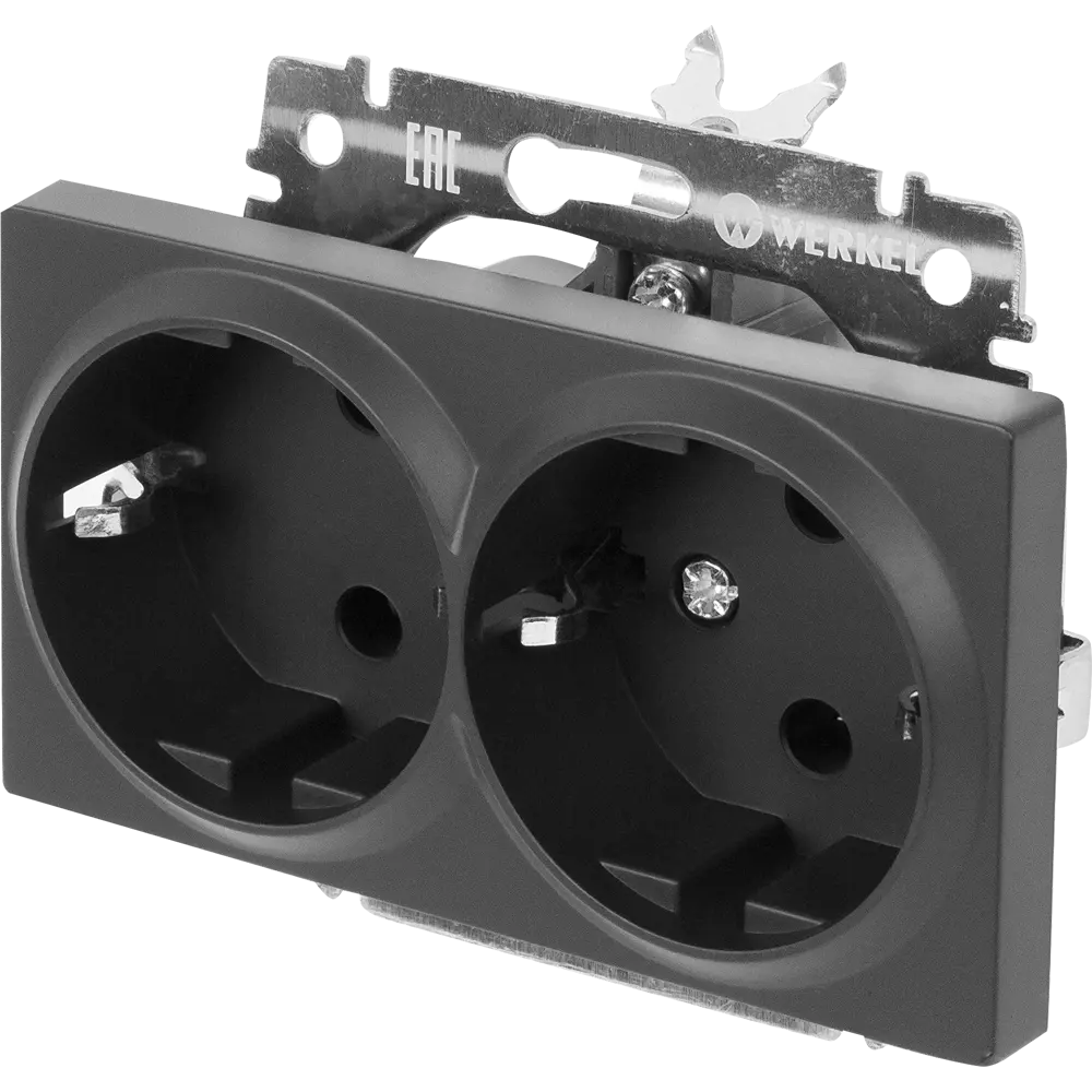 WERKEL Двойная розетка с заземлением для мощной техники, черная 82125399 Встраиваемые механизмы STLM-0019726 - Вид №1