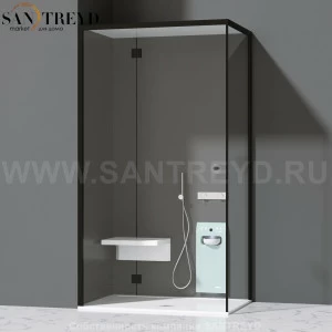 Effegibi FITBOX B Душевая кабина с профилем из черного алюминия. Установка: в левый угол. Размеры: длина 119 см, Дверные петли на стекле FB10020003