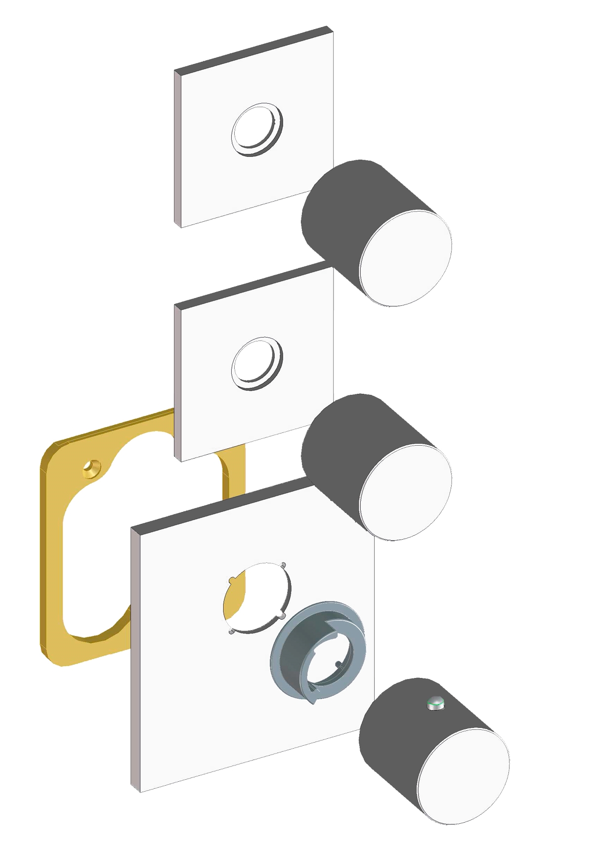 Z031203 + Z030203 000 Смеситель & запорный кран Oki 3 Outlets (with diverter) HP BOSSINI  - Вид №2