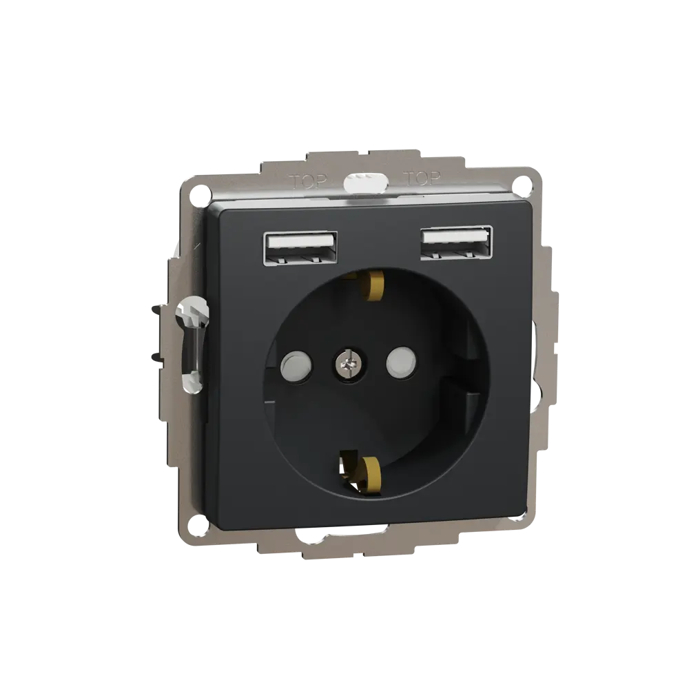Розетка встраиваемая Systeme Electric Sedna Design с заземлением разъем USB, цвет антрацит 84826868 STLM-2032555 - Вид №1