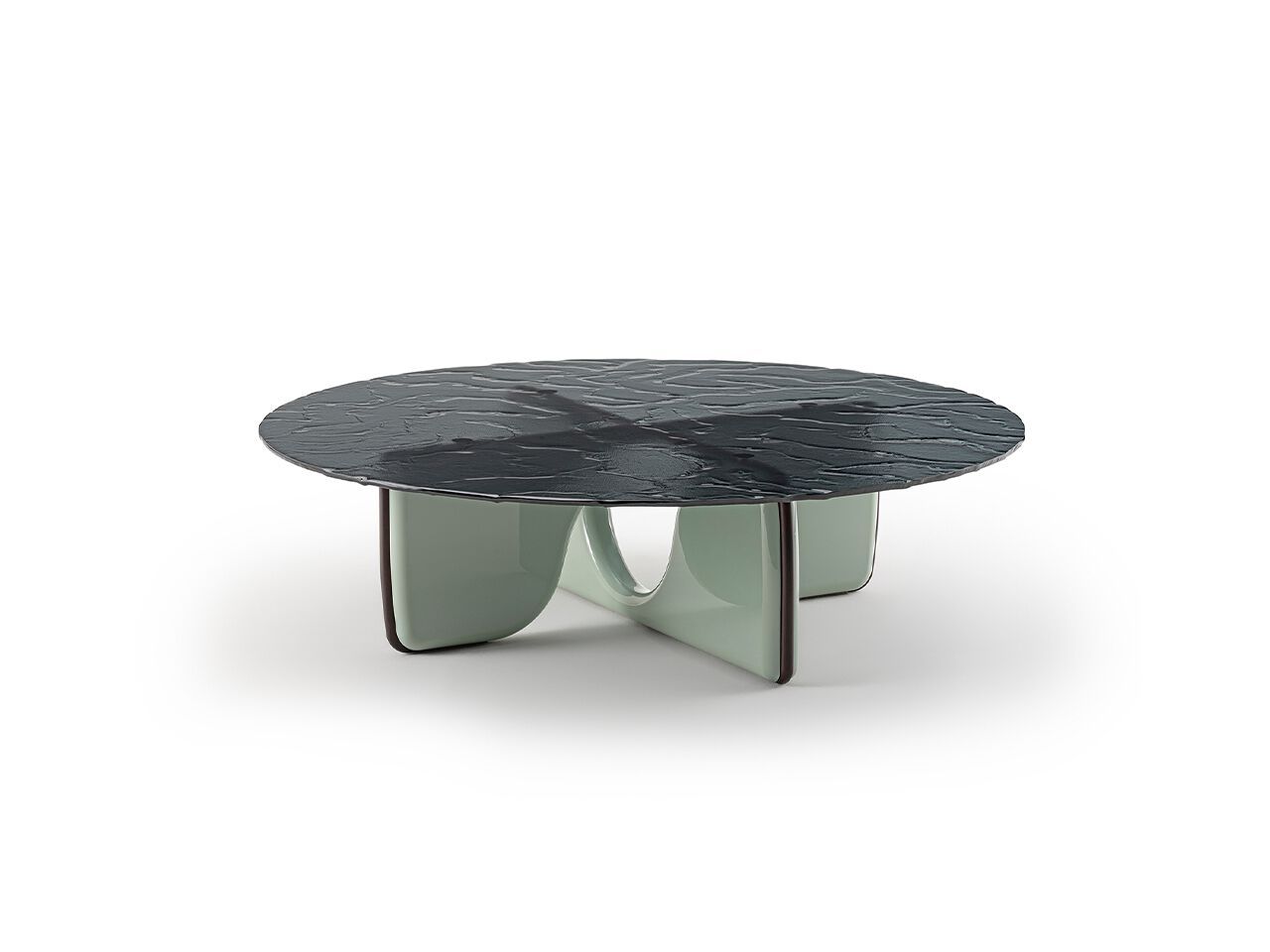 Низкий круглый журнальный столик из орехового дерева и литого стекла Turri Веста ARCH-00044304