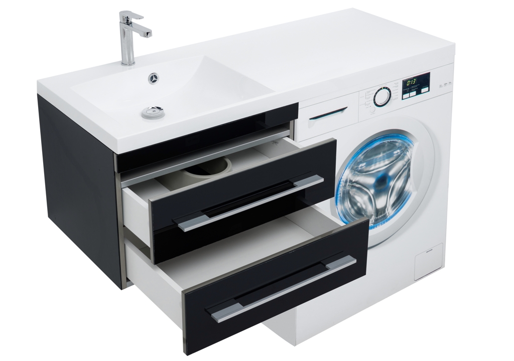 Тумба с раковиной Aquanet Верона 120 L черный (подвесная, 2 ящика) 0018017500239565 - Вид №9