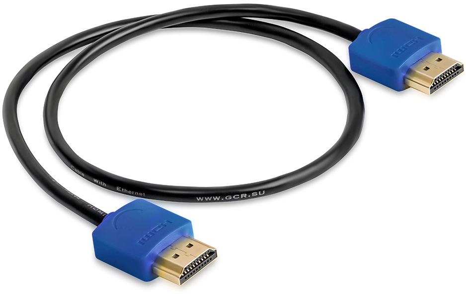 GCR-HM530-3.0m кабель 3.0m hdmi версия 1.4, черный, синие коннекторы, slim od3.8mm, 32/32 awg, позолоченные контакты, ethernet 10.2 гбит/с, 3d, 4k, premium , экран Greenconnect Santreyd  - Вид №3