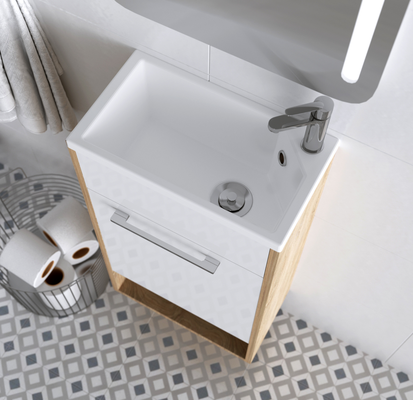 У85922 Тумба с раковиной Lira 40Н 1д. Дуб Сонома 1 Marka Lira - Вид №3