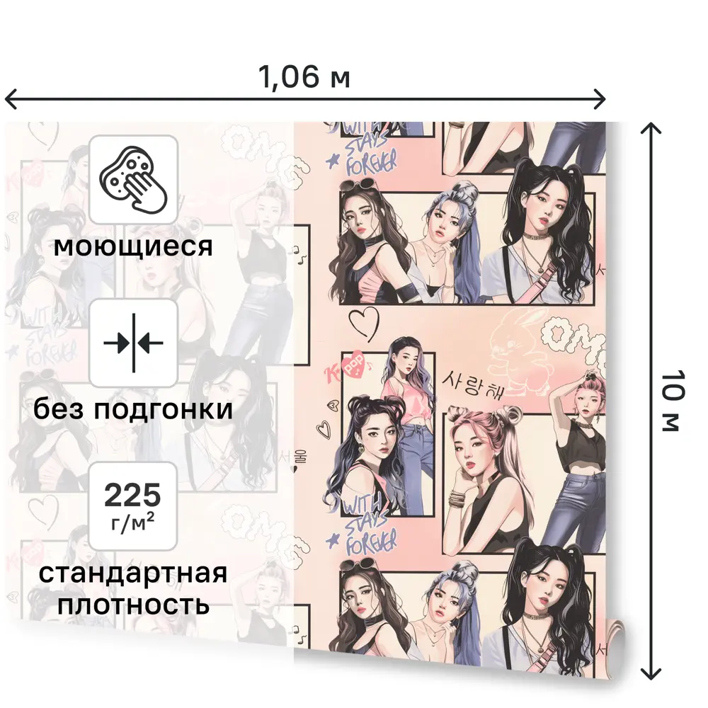 Обои флизелиновые Euro Decor Idols 1 розовые 1.06 м ED7340-01 89449124 STLM-2153252 Idols1 - Вид №1
