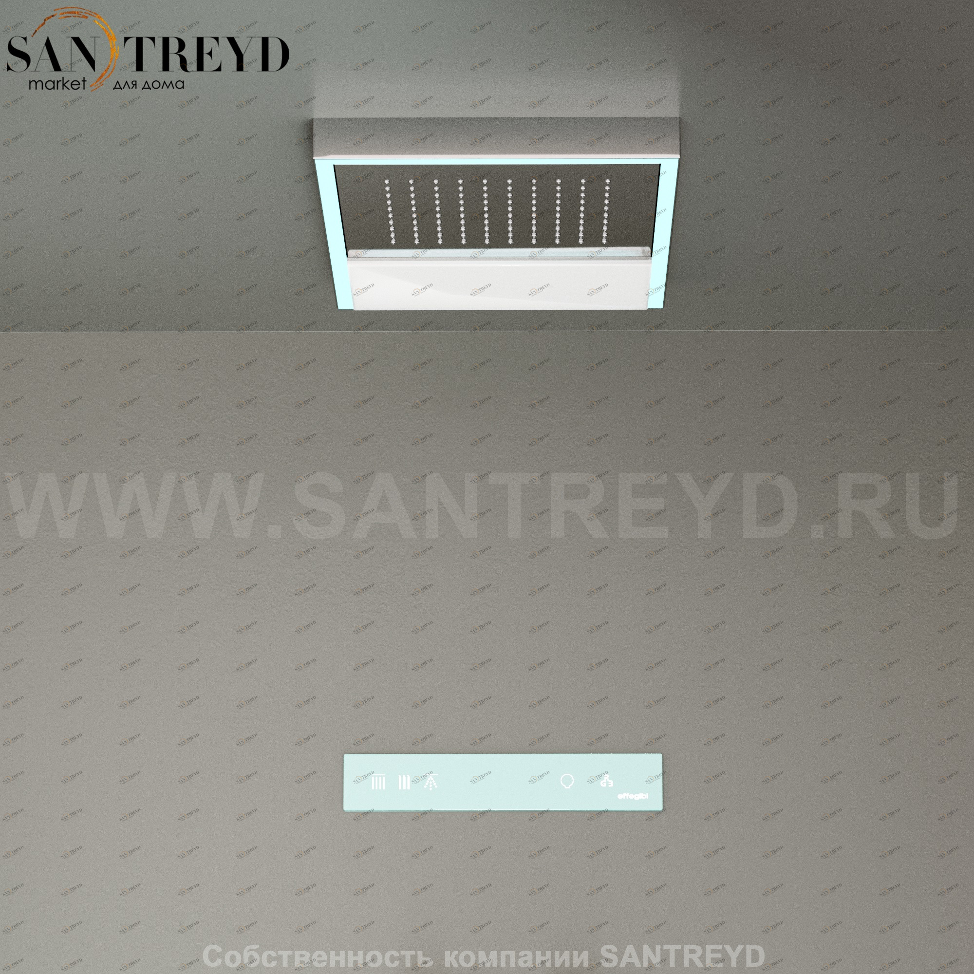 Effegibi FEELGOOD.2 Потолочный душ с сенсорной панелью управления хромированный сатин PP50000045 FEEL GOOD