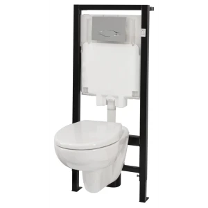 Комплект инсталляция с подвесным унитазом, кнопкой смыва и сиденьем с микролифтом Jacob Delafon Brive