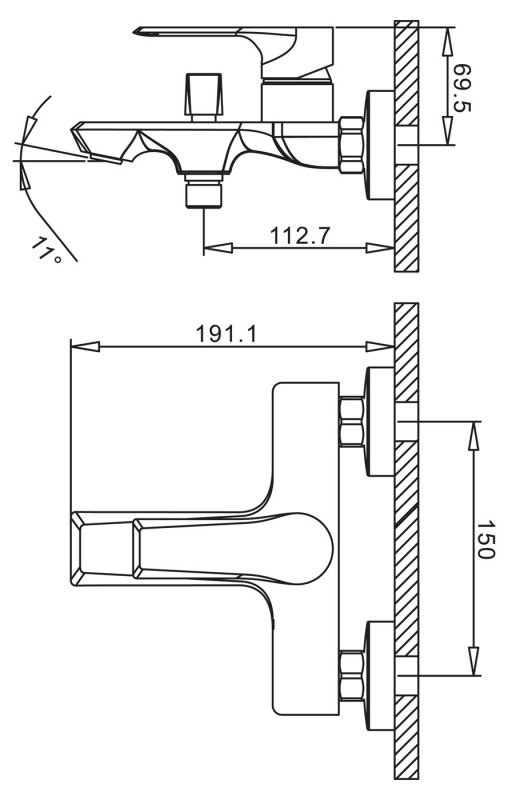 Смеситель для ванны и душа BOCCO BOC-VASM-CRM BELBAGNO  - Вид №1