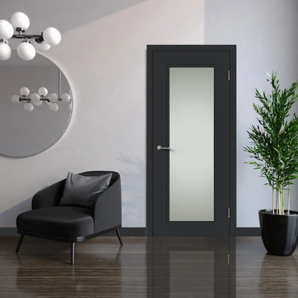 Комплект двери Нобиле со стеклом 70x200 см Hardflex цвет антрацит без доборов 89430306 STLM-2091893 МАРИО РИОЛИ  - Вид №1