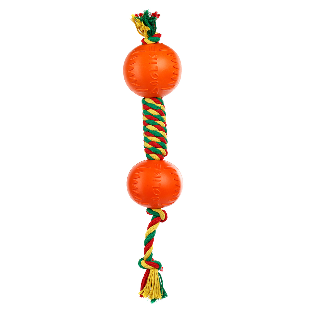 ПР0055328 Игрушка для собак Dental Knot Гантель канатная большая (Красный-желтый-зеленый) DOGLIKE  - Вид №1