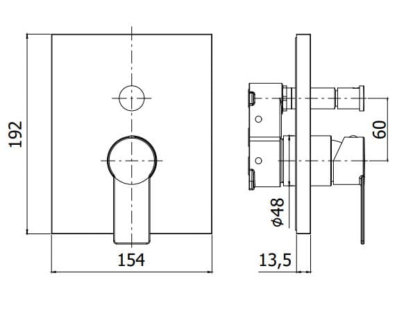 Однорычажный встраиваемый душевой набор с переключателем RUBINETTERIA PAFFONI Tango ARCH-00150706 - Вид №2