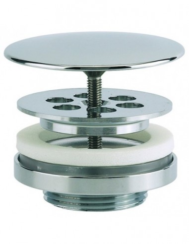 120000 000 00  Дизайнерский слив для умывальника, без протока, Д. 70 мм, зажим 9/55 мм Valentin Хром  - Вид №1