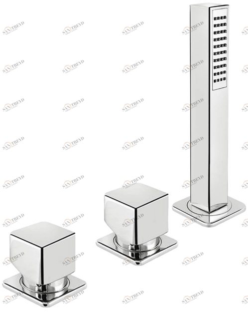 Fir Italia Смеситель для ванны с ручным душем на 3 отверстия с раздельными розетками Daily cube 45 4531504