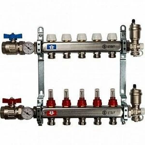 Коллектор нерж в сборе 5 выходов с расходомерами STOUT