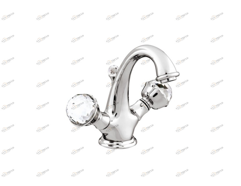 037205.C00.00 Смеситель для раковины на одно отверстие с кристаллами сваровски Золото 24К Mestre Pacifica