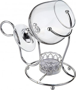 10613130 Queen Anne Набор для подогрева бренди Queen Anne 17см, стекло, сталь, посеребрение Сталь нержавеющая с посеребрением, стекло