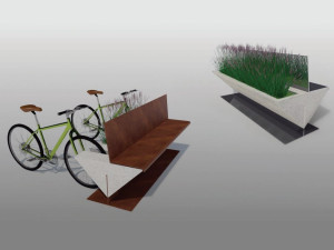 Металлическая скамья со спинкой