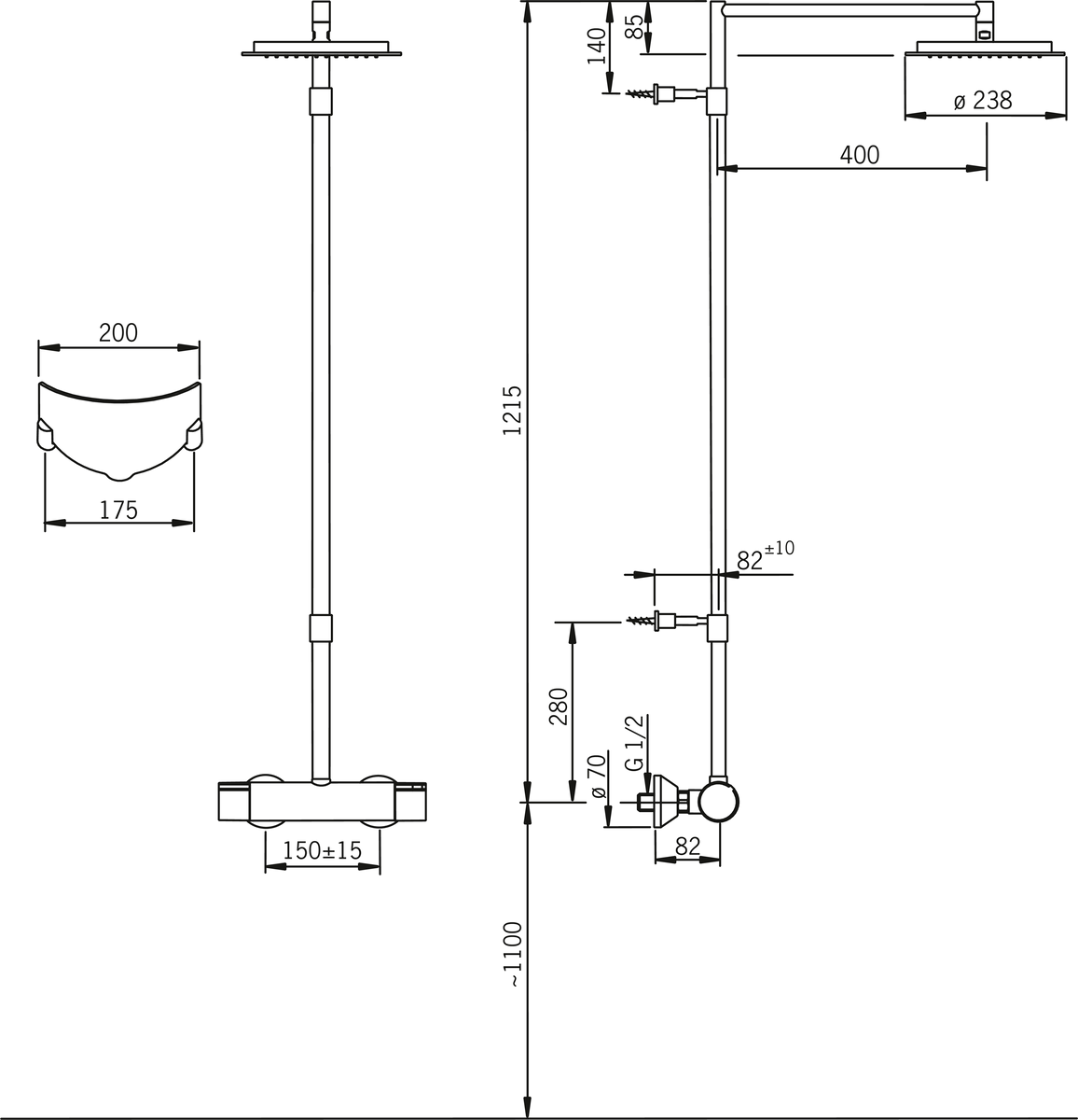Oras 2890U Смеситель с верхним душем rain shower 2890U Cubista Хром  - Вид №1