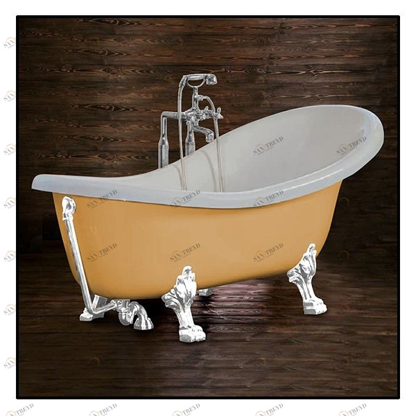 Ванна Akcjum Rectime 160 WR-03-01-KB-B овальная бежевая с белыми ножками WR0301KBB