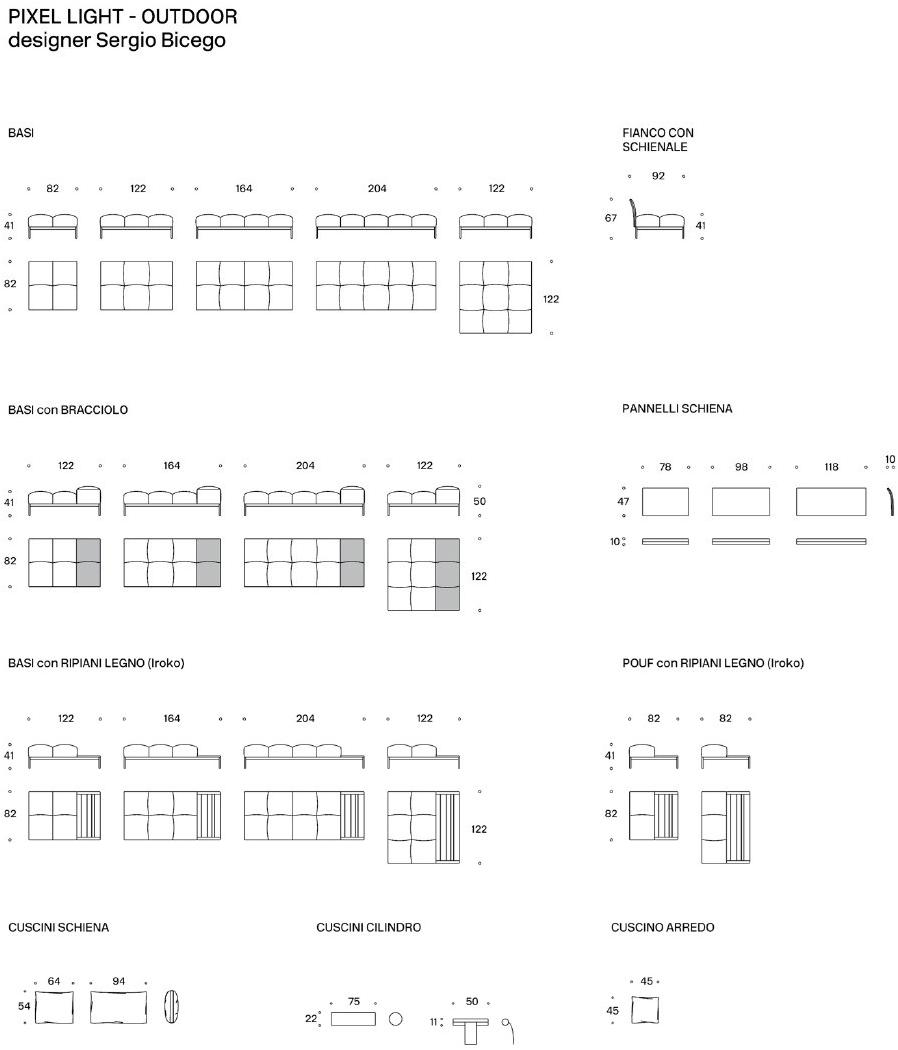 Saba Italia Садовый диван из модульной ткани Pixel light sun-id-1441357 - Вид №8