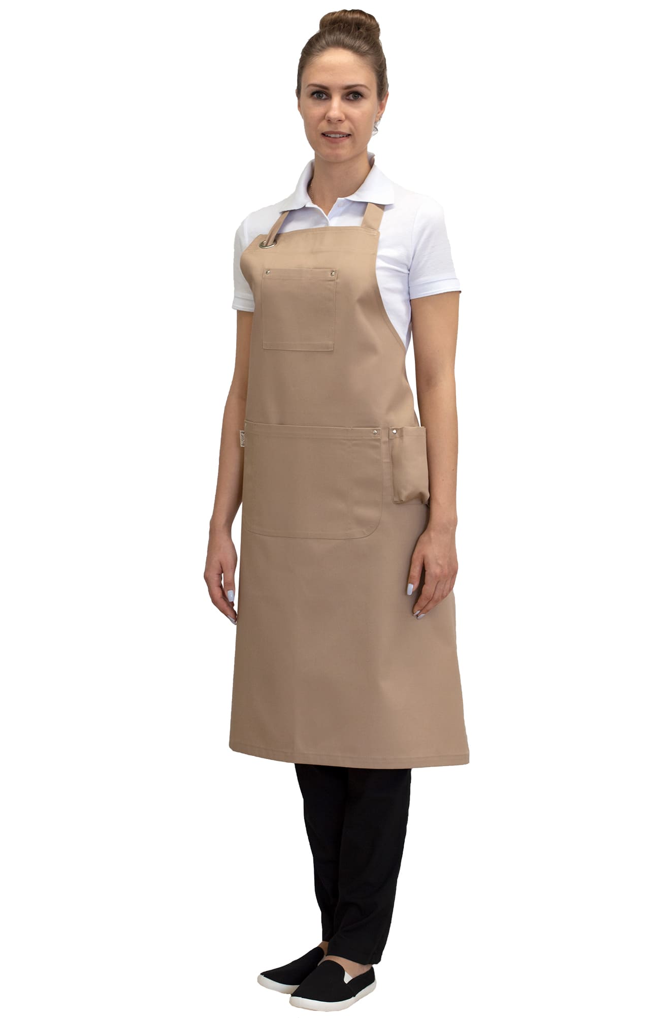 60615 Фартук  с нагрудником цвет beige (бежевый) RICON  Одежда для официантов  размер  - Вид №3