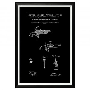 896521397_1818 Арт-постер «Патент Сэмюэла Кольта на конструкцию револьвера» Object Desire