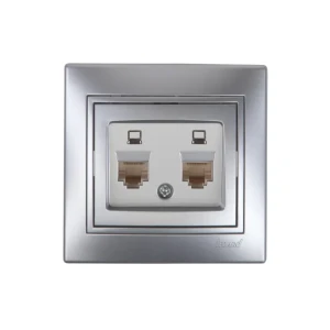 Розетка компьютерная Lezard Mira, 2 гнезда, цвет серый металлик 12269736 STLM-2152468