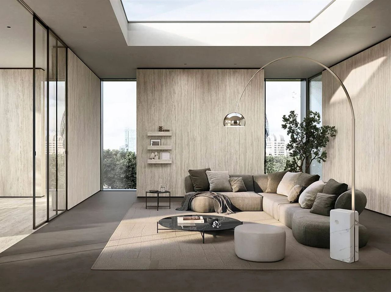 Керамогранит с мраморным эффектом Atlas Plan TRAVERTINO ROMANO SILVER ARCH-00040947