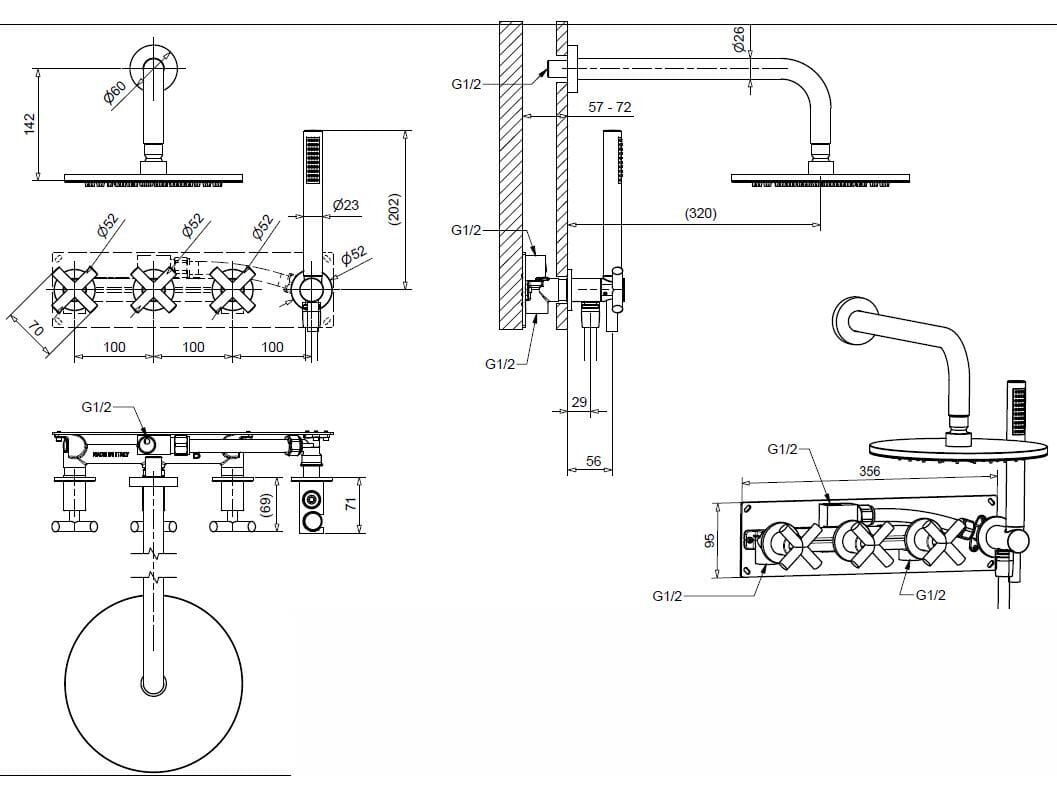 Набор для душа из хромированной латуни Bugnatese Rodos ARCH-00041943 - Вид №2