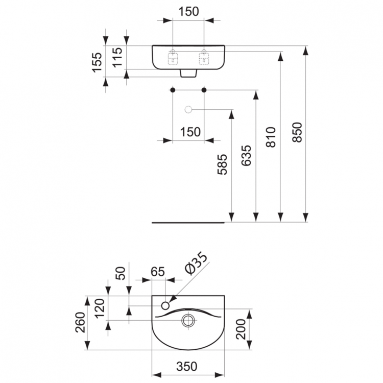 E791401 Раковина 35 см Ideal Standard CONNECT - Вид №3