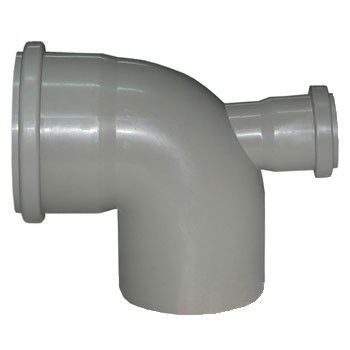 Отвод ПВХ канализационная D110х90° с выходом 50 (фронтальная) Политек 6315 - Вид №1