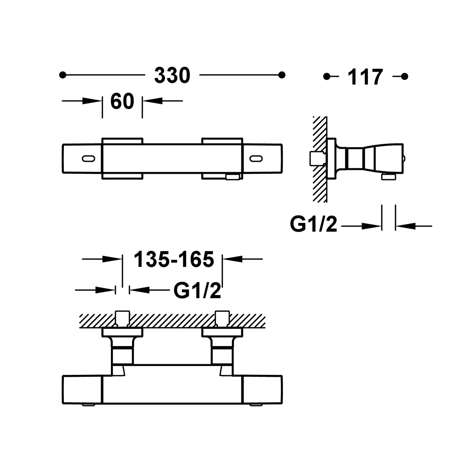 Настенный термостатический кран для душа-19016406 TRES Thermostatic - Вид №1