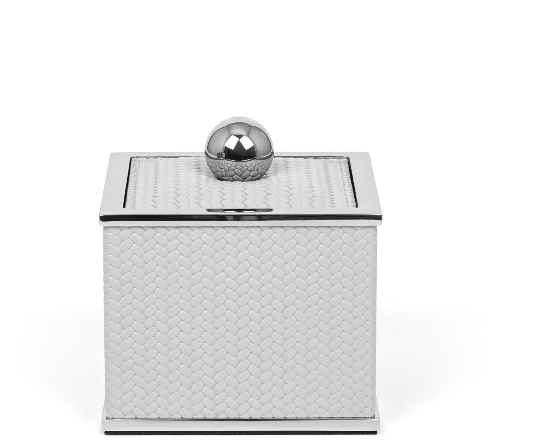 Держатель для ватных дисков Olimpia Square Square - 10,5X10,5XH11 см / хромированная металлическая отделка / зернистая кожа_земля