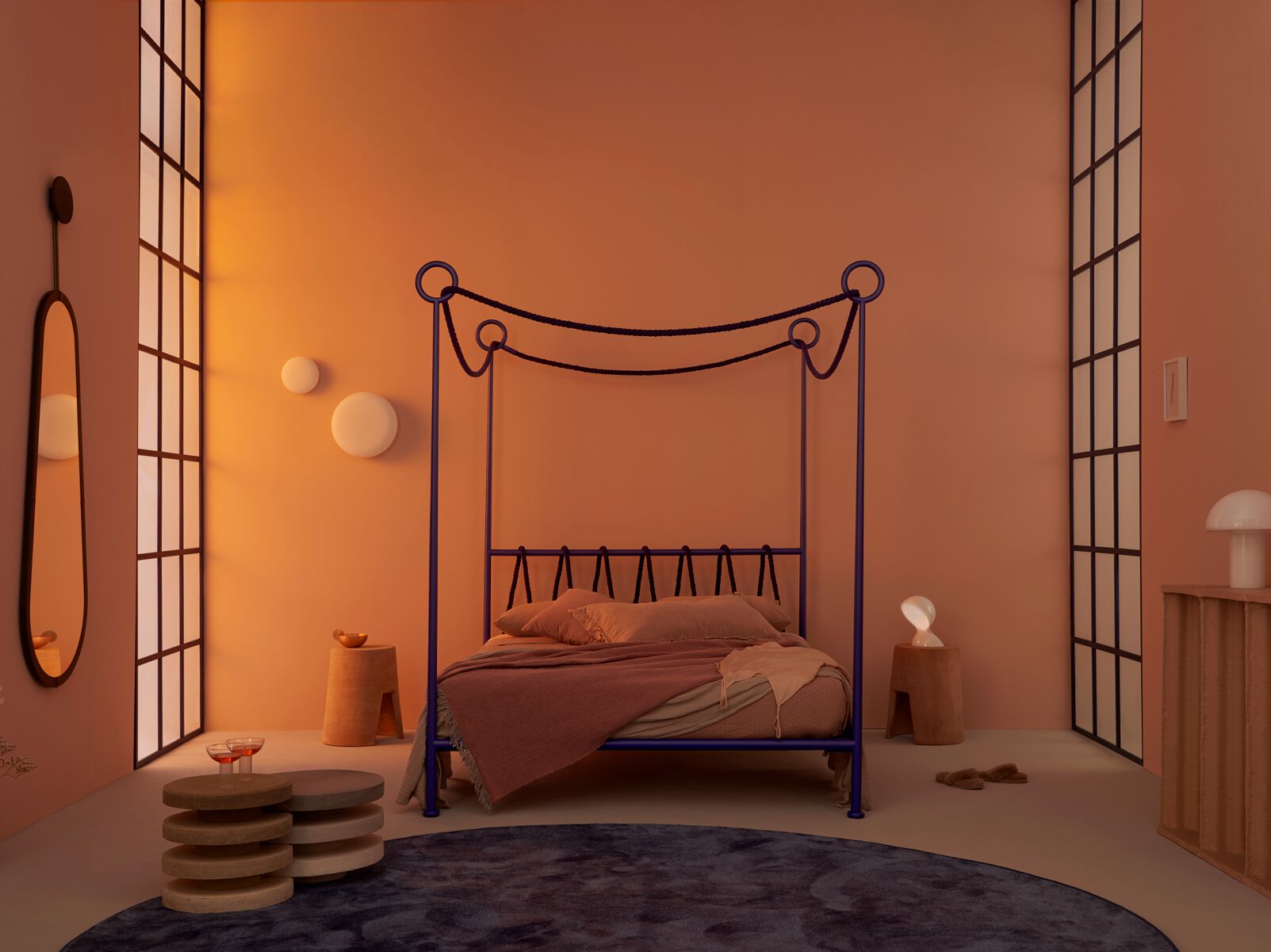 Двуспальная кровать из кованого железа с балдахином Lispi CIMA ARCH-00151010