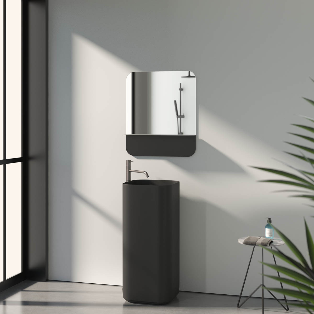 BY 0552 Зеркало с металлической полкой 60 cm EVOFORM Shadow - Вид №5