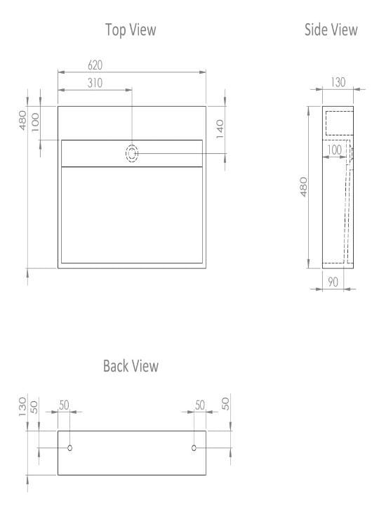 Прямоугольный подвесной умывальник из смолы LUSSO Ethos ARCH-00094316 - Вид №2
