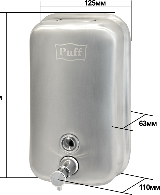 1402.097 Дозатор для жидкого мыла из нерж стали матовый антивандальный 8615m PUFF  - Вид №8