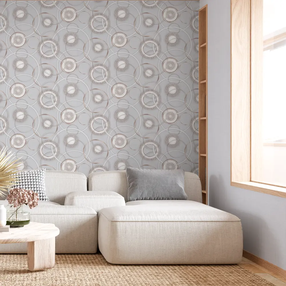 Обои бумажные Московская обойная фабрика Рондо в серо-золотых тонах 89369365 STLM-0829618 - Вид №3