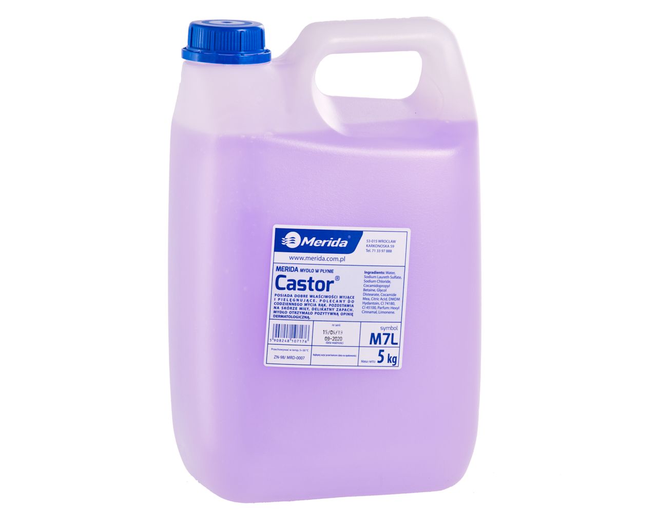M7L Жидкое мыло CASTOR сирень, канистра 5 кг, цветочный аромат Merida 