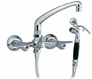 rvb Смеситель для умывальника настенный на 2 отверстия с ручным душем Medico 4202.--.12
