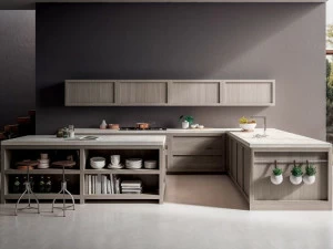 GD Arredamenti Модульная кухня с островом и полуостровом Legno vivo 2.6