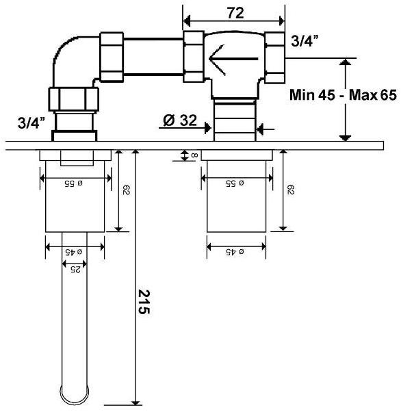 rvb Настенный смеситель для мойки на 2 отверстия Flamant docks 4080.--.48 - Вид №1