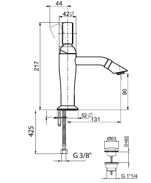 OA830102560 Смеситель для раковины , черный Webert Opera - Вид №1