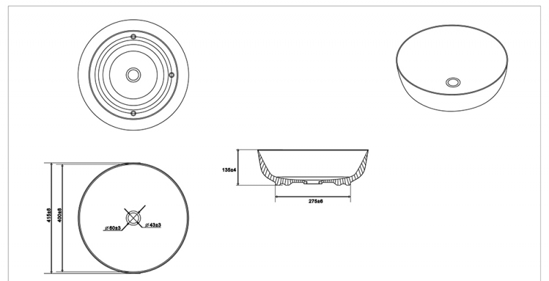 C22262W-A-ENG Накладная раковина на столешницу  овальная Bravat  - Вид №1