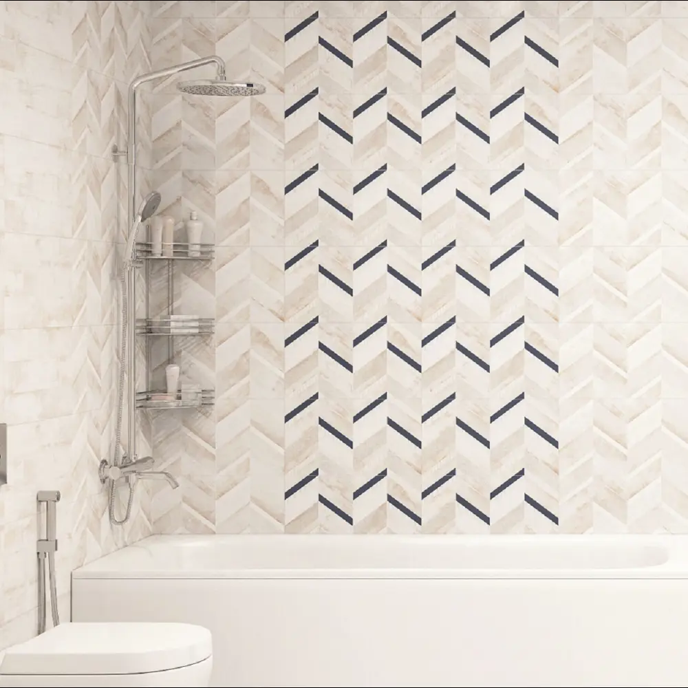 Плитка настенная LB Ceramics Блю Шеврон Полосы 1.46 м² 25x45 см матовая цвет бежевый 82284102 STLM-2161556