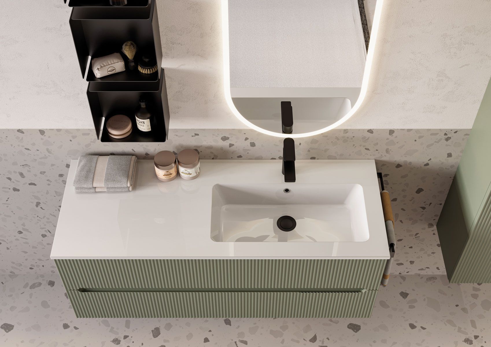 Деревянный подвесной шкаф с одной раковиной со встроенной раковиной LEGNOBAGNO Verso ARCH-00023415 - Вид №1