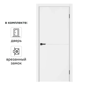 Дверь межкомнатная глухая Николь 60x200 см эмаль цвет белый с замком и без петель 89464708 STLM-2132236