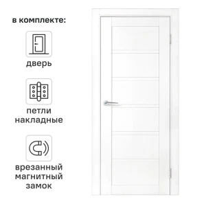 Дверь межкомнатная глухая Легда-28.1 60x190 см полипропилен цвет белое дерево с замком и петлями 89453921 STLM-2109780