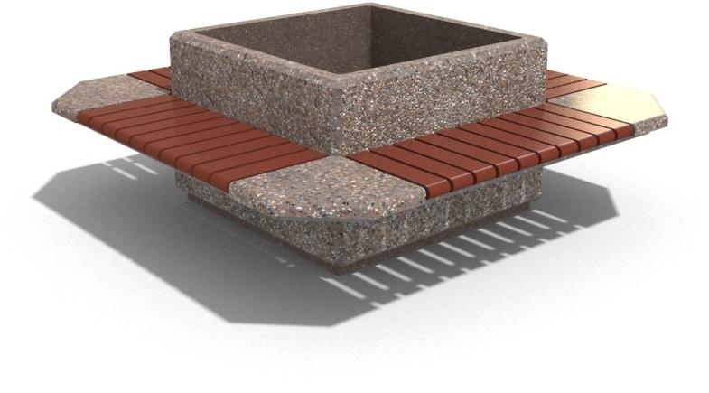 ENCHO ENCHEV - ETE Бетонная скамейка со встроенной сеялкой и спинкой  225  - Вид №5